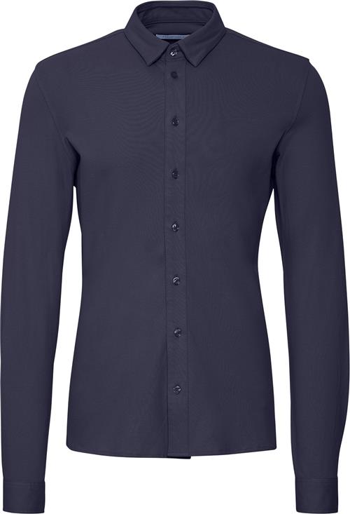 Se Casual Friday Cfarthur LS BU Jersey Piquet Shirt Kvinde Dark Navy Skjorter Slim Fit Str XL - hos Magasin ved Magasin