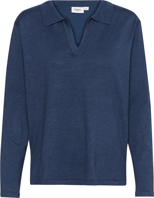 Se Saint Tropez Milasz Polo Pullover Kvinde Titan Melange Sweaters Str XL - hos Magasin ved Magasin