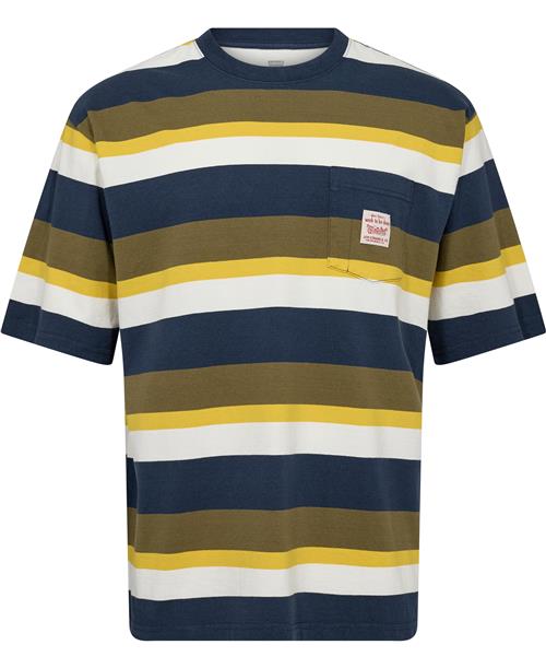 Se Levi's SS Workwear TEE Blocking Strip Mand Blå Kortærmede T-shirts Loose Fit Str M - Bomuld hos Magasin ved Magasin