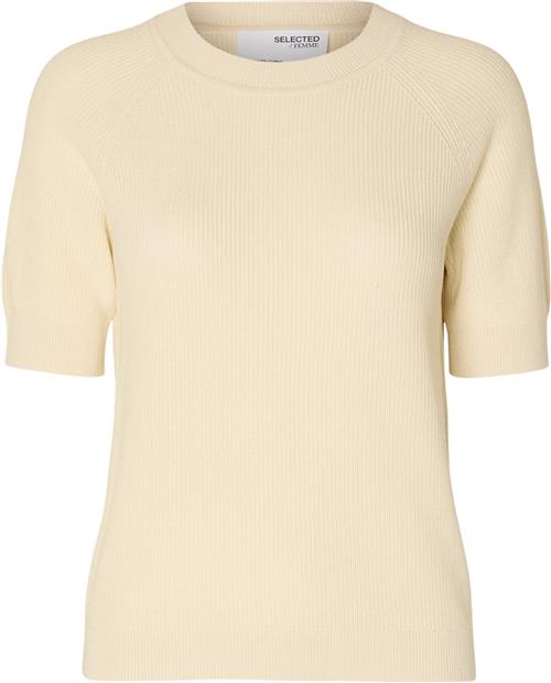 Selected Femme Slfelinna NEW SS Knit TOP Noos Kvinde Birch Kortærmet Strik Str M - hos Magasin