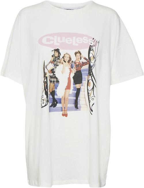 Something New Snemma SS Oversize TEE Clueless Kvinde Star White/clueless Print Kortærmede T-shirts Str XL - hos Magasin