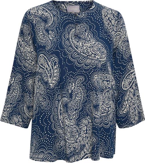 Culture Cupolly Blouse Kvinde Green/pink Paisley Kortærmede Bluser Str XL - hos Magasin