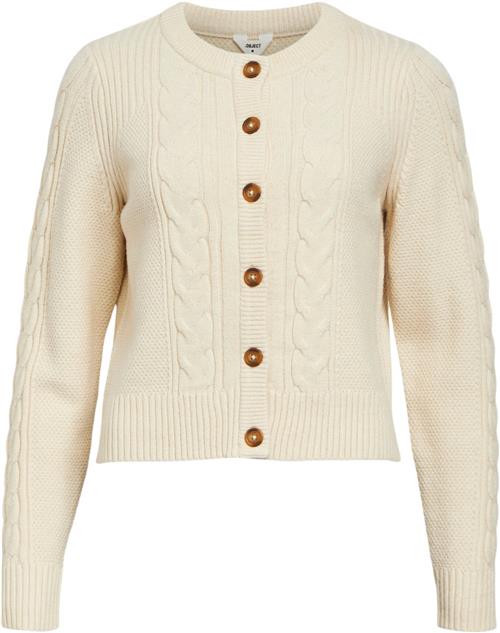 Se Object Objdoris RE L/S Knit Cardigan Noos Kvinde Sandshell/melange Cardigans Str XS - hos Magasin ved Magasin