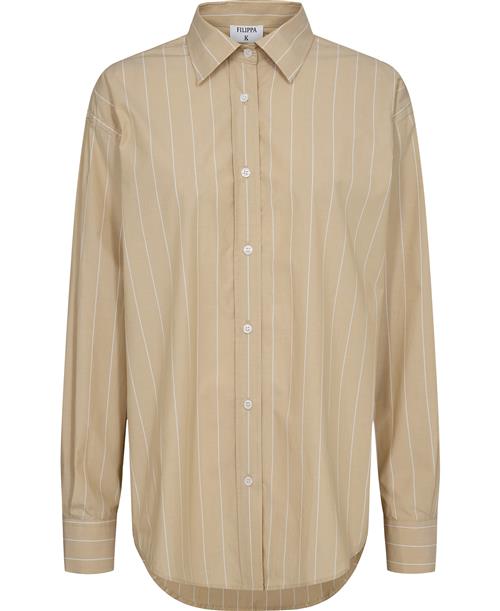 Filippa K Stripe Poplin Shirt Kvinde Dark Yello Langærmede Skjorter Str 36 - hos Magasin