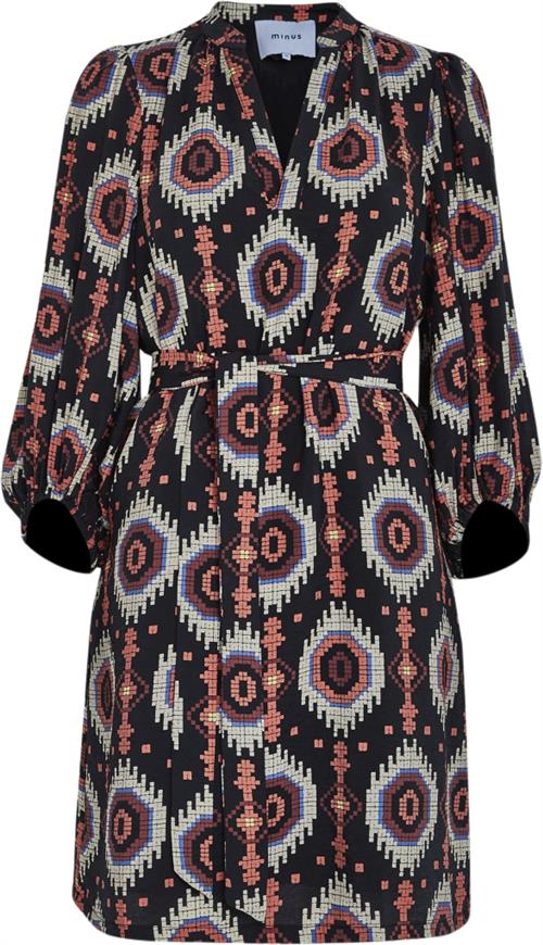 Minus Mscora Short Dress Kvinde Madder Brown Print Korte Kjoler Str 42 - hos Magasin