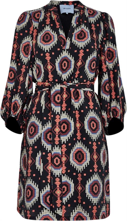 Minus Mscora Short Dress Kvinde Madder Brown Print Korte Kjoler Str 36 - hos Magasin