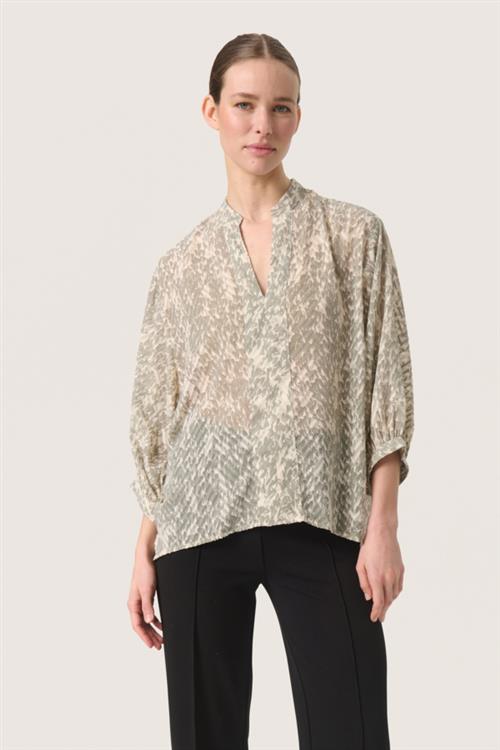 Soaked in Luxury Slosaka Amily Blouse Kvinde Shadow Drop Print Langærmede Bluser Loose Fit Str XS - hos Magasin