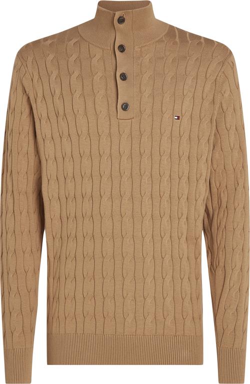 Tommy Hilfiger Classic Cotton Cable Bttn Mock Mand Safari Canvas Sweaters Str L - hos Magasin