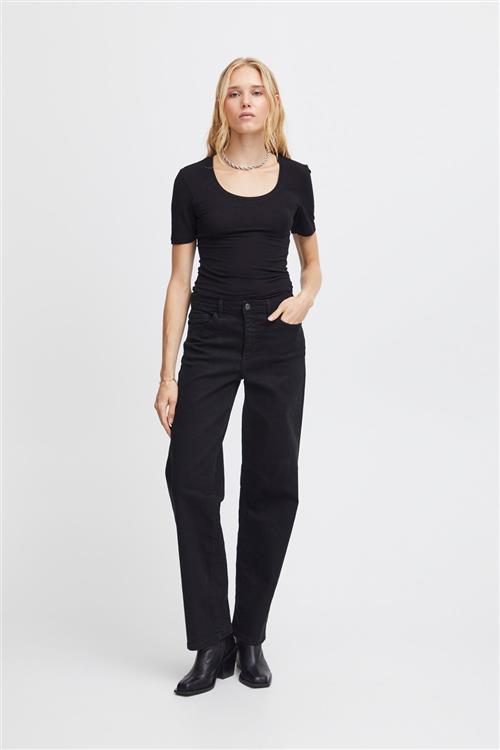 ICHI Ihtwiggy Straight Long Kvinde Black Straight Jeans Loose Fit Str 26/32 - hos Magasin