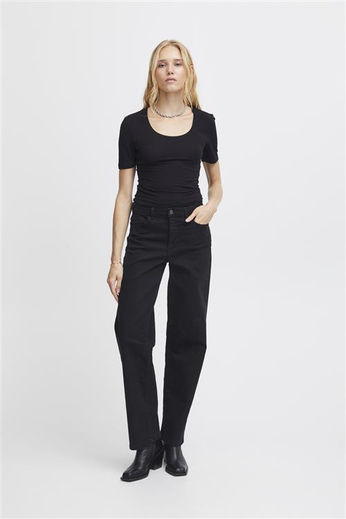 Se ICHI Ihtwiggy Straight Long Kvinde Black Straight Jeans Loose Fit Str 32/32 - hos Magasin ved Magasin