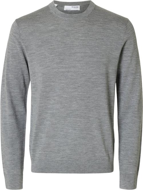 Se Selected Homme Slhtray LS Knit Merino Crew Neck NO Mand Grå Sweaters Regular Fit Str L Merino - hos Magasin ved Magasin