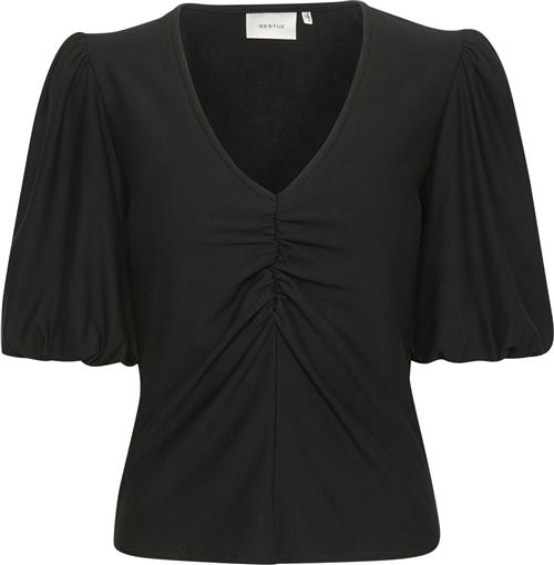 Gestuz Rifagz ss Balloon Blouse Kvinde Black Kortærmede Bluser Str L - hos Magasin