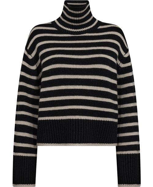 Lisa Yang Fleur Stripes Sweater Black/sand Stripes Size 0 Kvinde Black/sand Stripes Rullekraver Str XS - hos Magasin