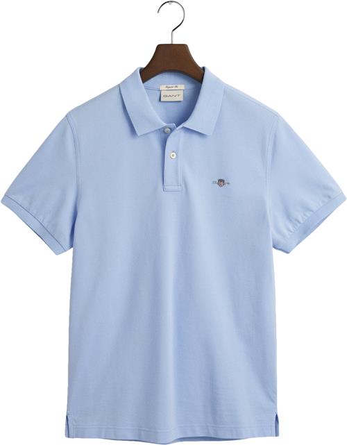 Gant REG Shield SS Pique Polo Mand Capri Blue Kortærmede Poloer Str L - hos Magasin