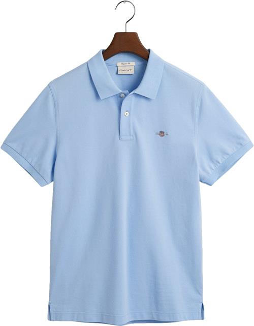 Gant REG Shield SS Pique Polo Mand Capri Blue Kortærmede Poloer Str M - hos Magasin