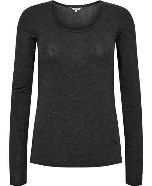 mbyM Anna top Kvinde 671 Dark Grey Mel Langærmede T-shirts Str S - Elastan hos Magasin