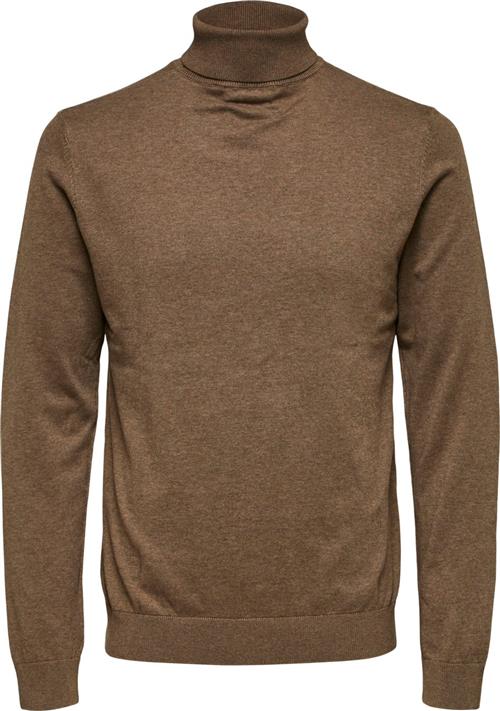 Selected Homme Slhberg Roll Neck B Noos Mand Teak/melange Turtlenecks Str S - hos Magasin