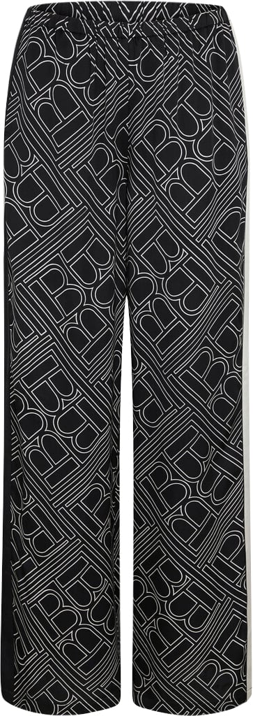 Bruuns Bazaar Floretbbrina Pants Kvinde Dark Logo Print Bukser Med Lige Ben Str 40 - Viskose hos Magasin