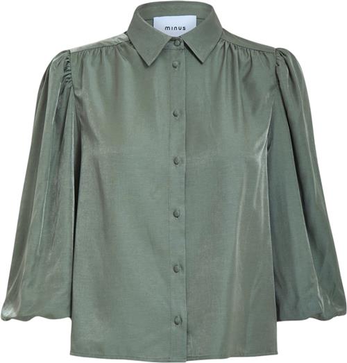 Se Minus Mssherina 3/4 Sleeve Shirt Kvinde Gothic Olive Kortærmede Skjorter Str 42 - hos Magasin ved Magasin