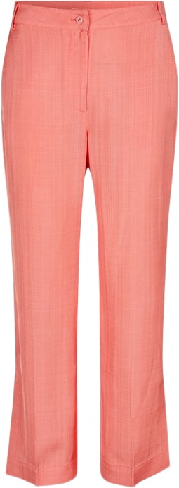 Stine Goya Sgmanu, 2124 Textured Viscose Kvinde Coral Bukser Med Lige Ben Str L - hos Magasin