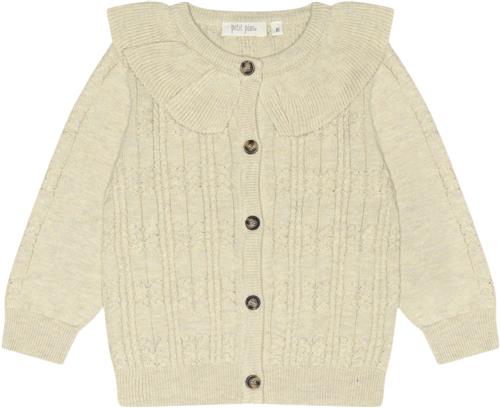 PETIT PIAO Cardigan Knit Cabel Collar Kvinde Dark Off White Cardigans Str 122 cm - Bomuld hos Magasin