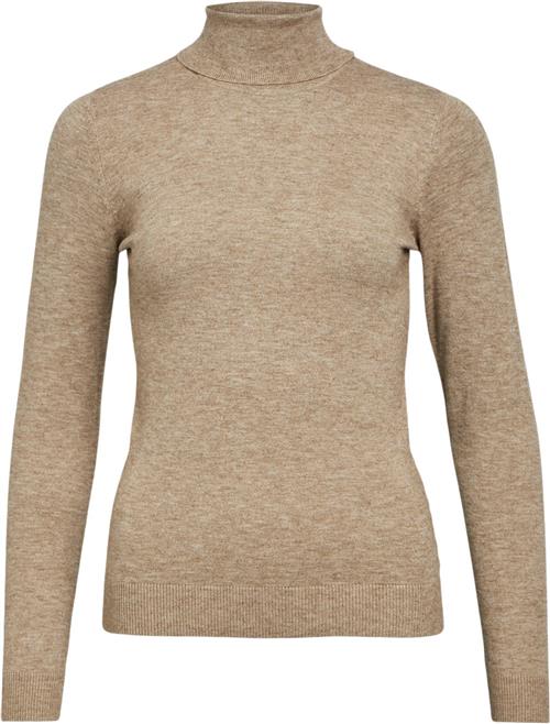 Object Objthess L/S Rollneck Knit Pullover Kvinde Desert Taupe/melange Toppe Str XS - hos Magasin