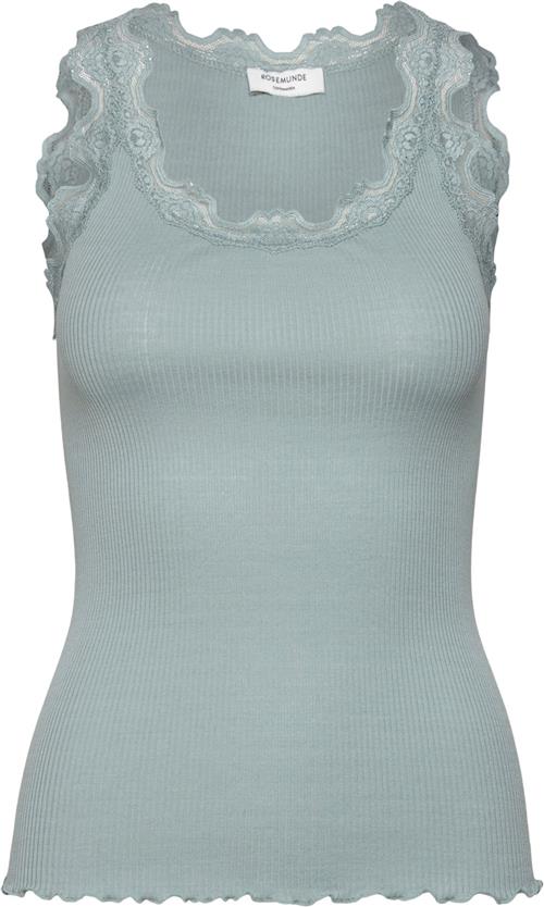 Rosemunde Silk top w/ Lace Kvinde Blå Toppe Str XS - hos Magasin