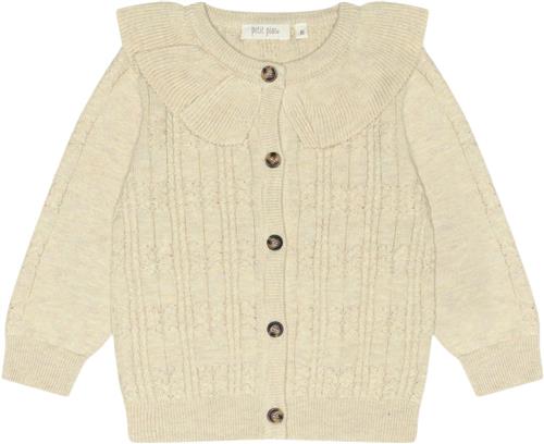 PETIT PIAO Cardigan Knit Cabel Collar Kvinde Dark Off White Cardigans Str 98 cm - Bomuld hos Magasin