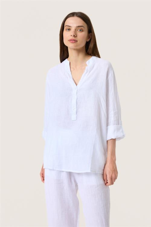 Se Soaked in Luxury Slauran Shirt 100% Linen Kvinde Whisper White Hørskjorter Regular Fit Str M/L - hos Magasin ved Magasin