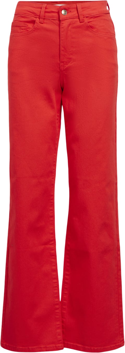 Se Object Objmarina MW Twill Jeans Noos Kvinde Flame Scarlet/col Flared Jeans Loose Fit Str L - hos Magasin ved Magasin