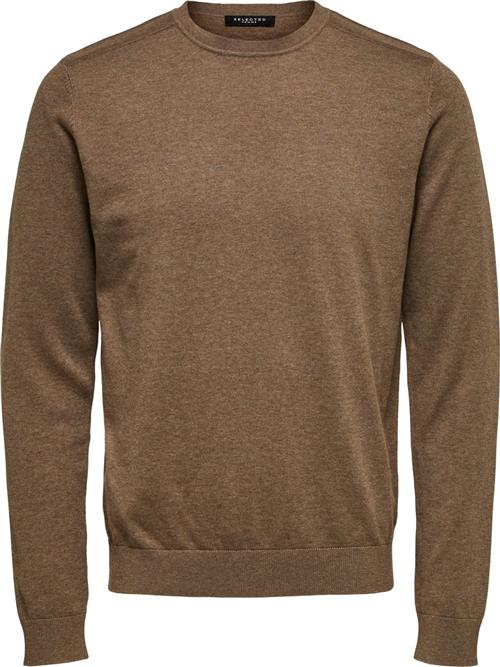 Se Selected Homme Slhberg Crew Neck B Noos Mand Teak/melange Sweaters Str XXL - hos Magasin ved Magasin