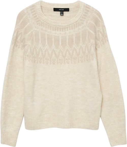 Vero Moda Vmsimone LS Nordic Pullover GA REP Kvinde Birch/w. Silver Lining Sweaters Str S - hos Magasin