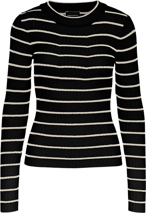 Se Pieces Pccrista LS Oneck Knit Noos BC Kvinde Black/birch Narrow Sweaters Str XS - hos Magasin ved Magasin