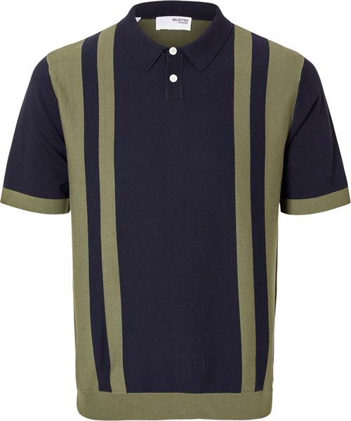 Selected Homme Slhmattis SS Knit Colorblock Polo Mand Sky Captain/kalamata Kortærmede Poloer Str XL - hos Magasin