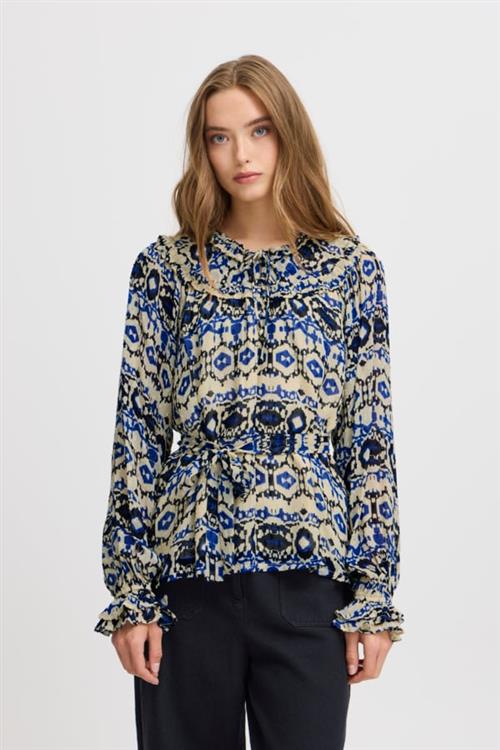 Se Atelier Rêve Irmarla LS Kvinde Marla Ikat Print Langærmede Bluser Loose Fit Str 34 - hos Magasin ved Magasin