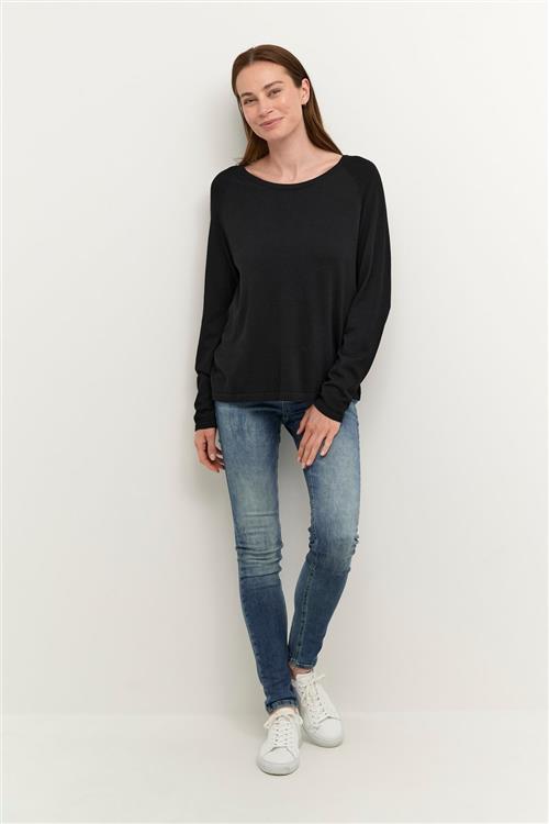 Culture Cuannemarie Solid Jumper Kvinde Black Langærmede Bluser Str L - hos Magasin