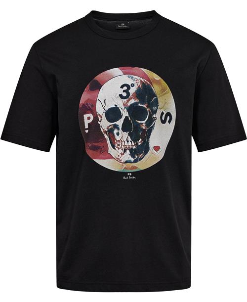 PS Paul Smith Mens SS Tshirt Skull Mand Sort Kortærmede T-shirts Str L - Bomuld hos Magasin