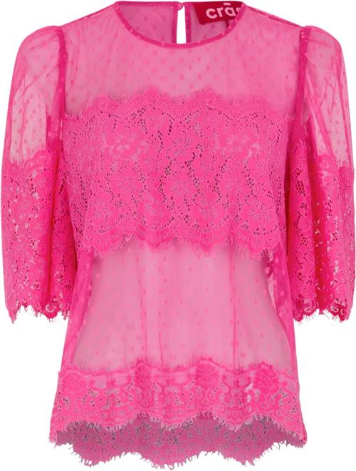 Cras Jordancras Blouse Kvinde Carmine Rose Kortærmede Bluser Str 40 - hos Magasin