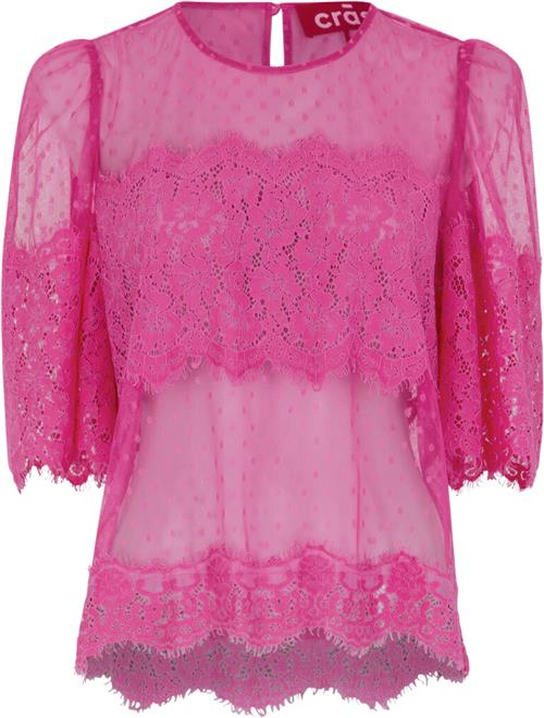 Cras Jordancras Blouse Kvinde Carmine Rose Kortærmede Bluser Str 38 - hos Magasin