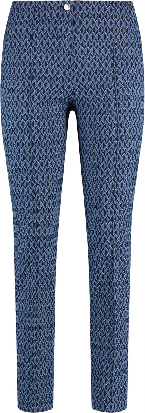 Se Gerry Weber Pant Leisure Cropped Kvinde Blue/black Small Graf. Jacq. Bukser Med Smalle Ben Str 40R - hos Magasin ved Magasin