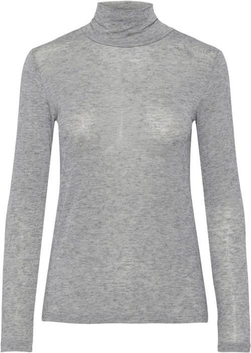 YAS Yaswoola LS High Neck TOP Noos Kvinde Medium Grey Melange Toppe Str S - hos Magasin