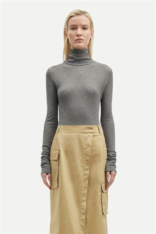 Samsøe Samsøe Sasonnet ls Tneck 15338 Kvinde Mid Grey Mel. Toppe Str S - hos Magasin