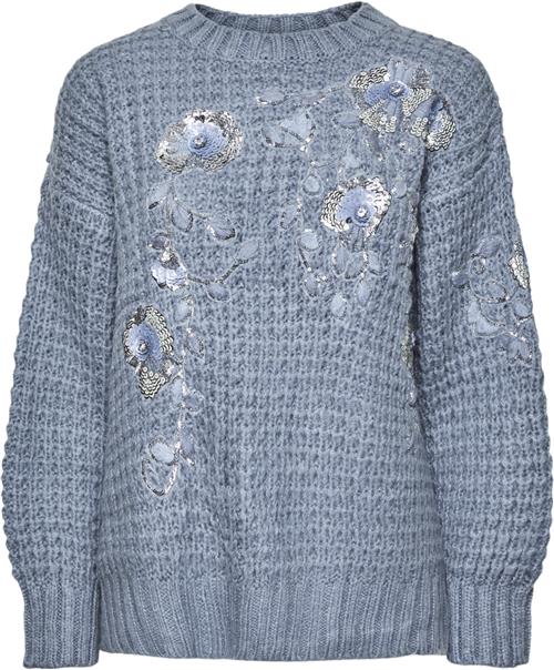 YAS Yasfinda LS Knit Pullover Kvinde Dusty Blue Sweaters Str L - hos Magasin