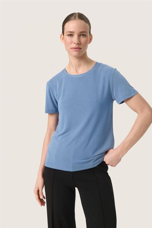 Soaked in Luxury Slcolumbine Crewneck T-shirt SS Kvinde Coronet Blue Kortærmede T-shirts Regular Fit Str XL - hos Magasin