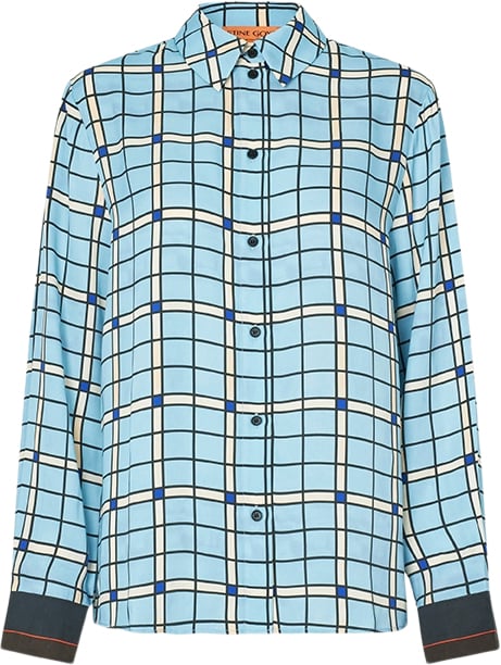 Stine Goya Long Sleeve Shirt, 2263 Dry Viscose Kvinde Window Check Langærmede Bluser Str S - hos Magasin