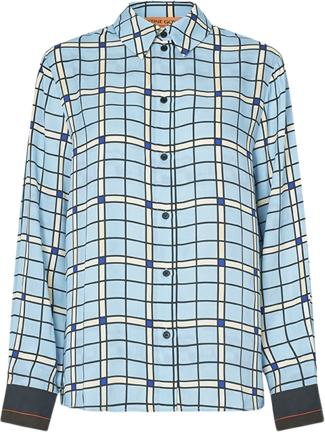 Stine Goya Long Sleeve Shirt, 2263 Dry Viscose Kvinde Window Check Langærmede Bluser Str XL - hos Magasin