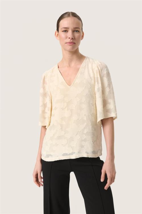 Soaked in Luxury Slfelisia Top Kvinde Sandshell Kortærmede Bluser Regular Fit Str XS - hos Magasin