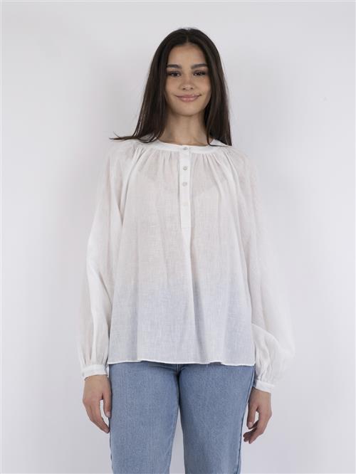 Neo Noir Kirsty Solid Blouse Kvinde White Langærmede Bluser Str 34 - hos Magasin