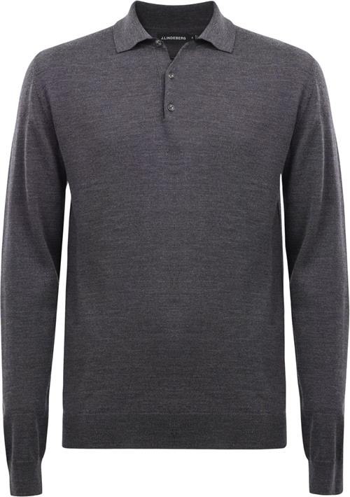 J. Lindeberg Noel Light Merino Polo Shirt Mand Dark Grey Melange Langærmede Poloer Str XL Merino - hos Magasin