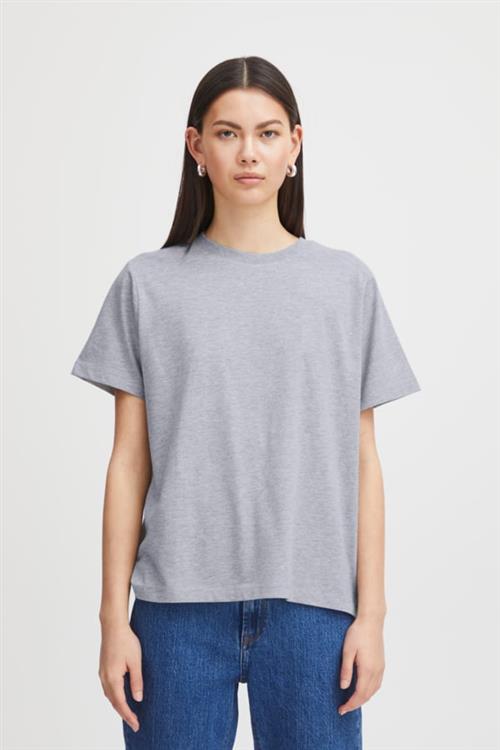 Se ICHI Ihpalmer Loose SS Kvinde Grey Melange Kortærmede T-shirts Loose Fit Str XL - hos Magasin ved Magasin